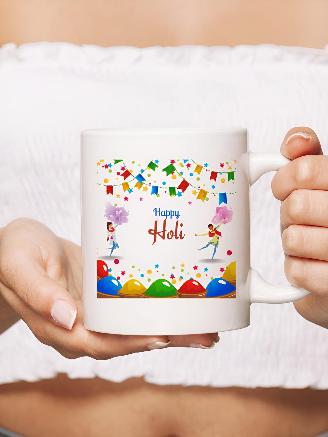 

The Decor Lane White & Red Printed Microwave Safe Ceramic Glossy Finish Mug 325 ml