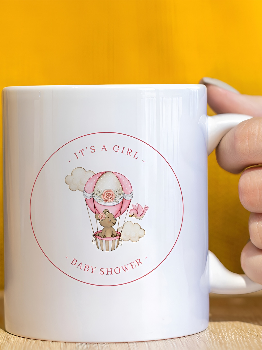 

The Decor Lane White & Pink Printed Microwave Safe Ceramic Glossy Finish Mug 325 ml