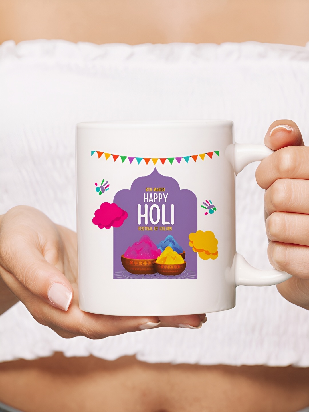 

The Decor Lane White Printed Dishwasher And Microwave Safe Ceramic Glossy Mug