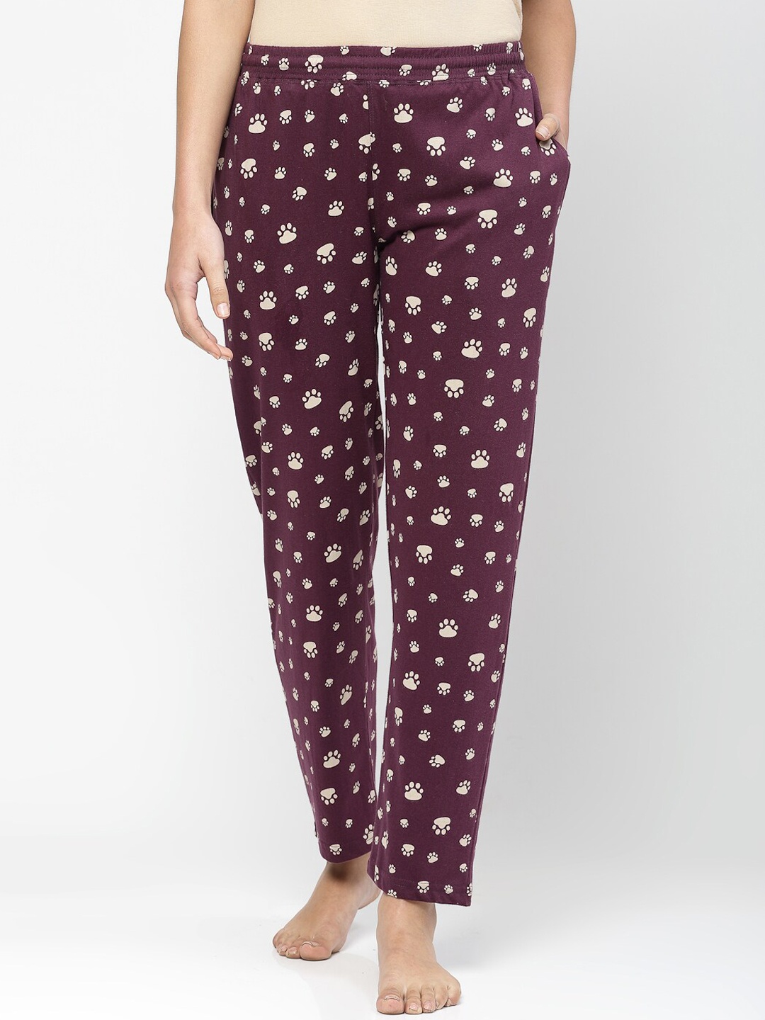 

Floret Women Conversational Printed Pure Cotton Lounge Pants, Maroon