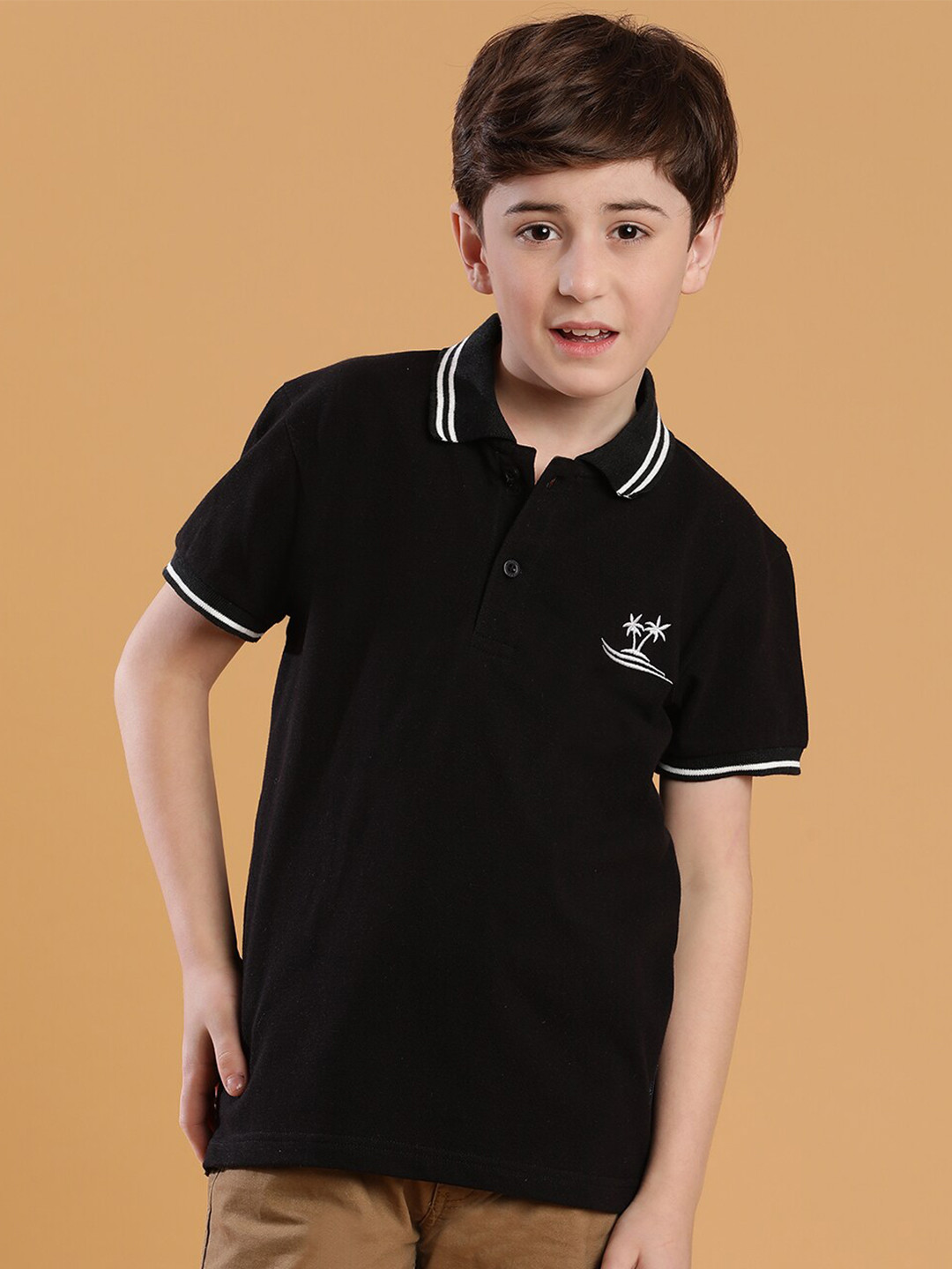 

Lil Tomatoes Boys Polo Collar T-shirt, Black