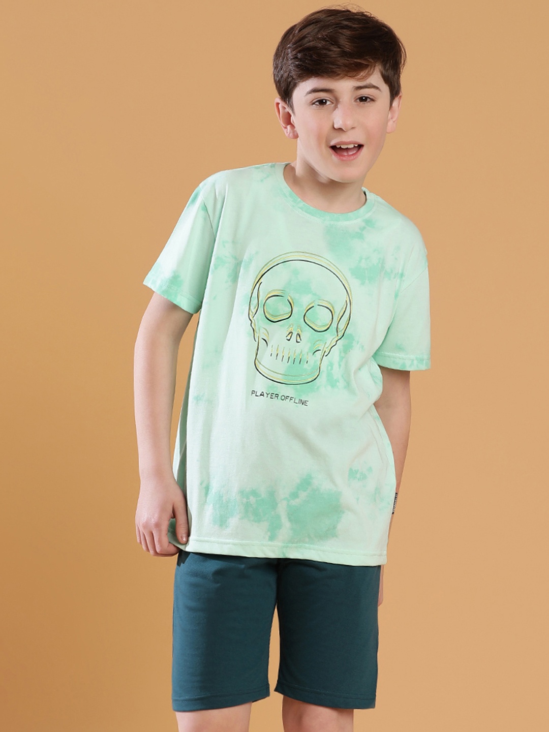

Lil Tomatoes Boys Graphic Printed Night suit, Teal