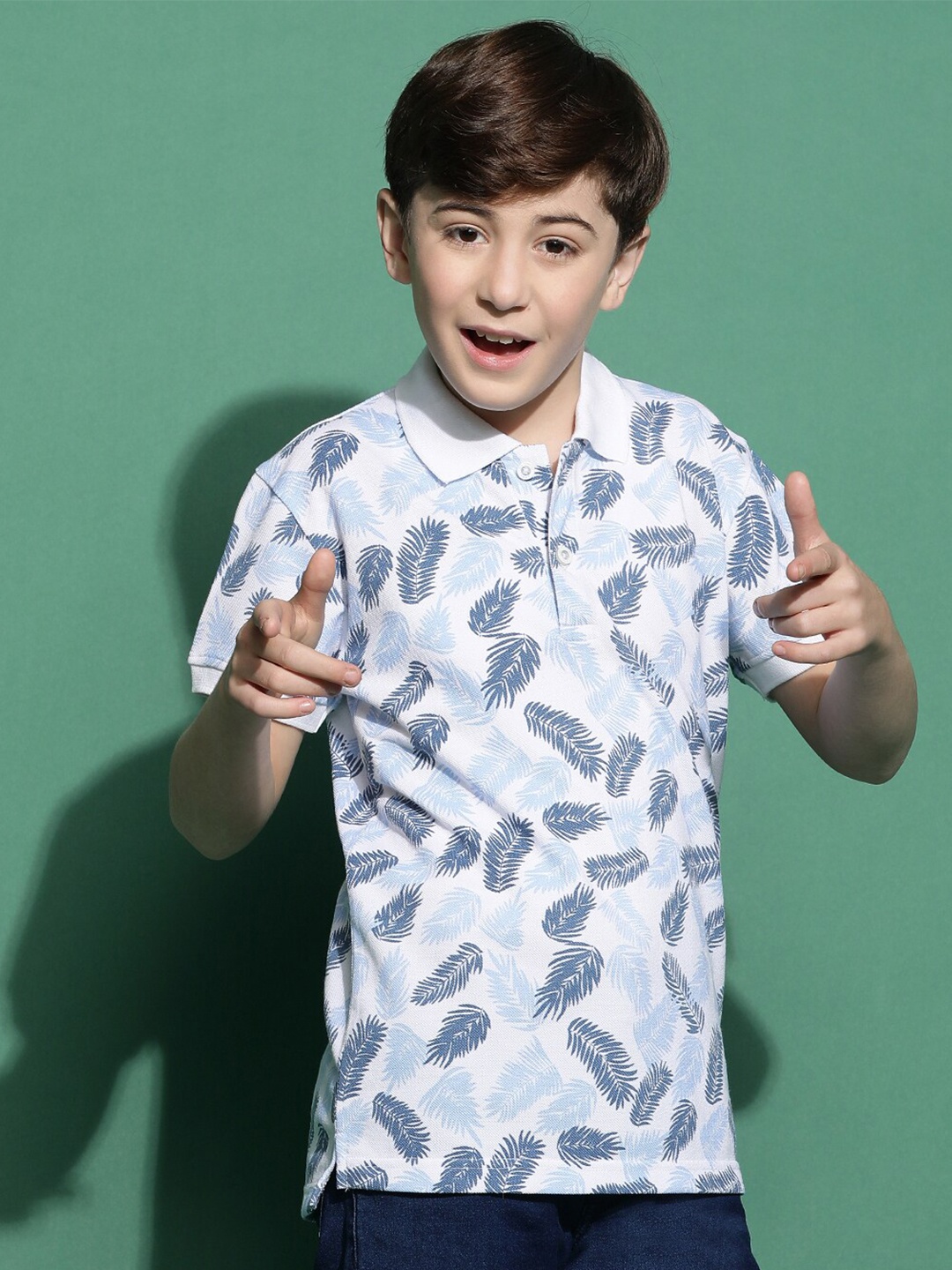 

Lil Tomatoes Boys Floral Printed Polo Collar T-shirt, Navy blue