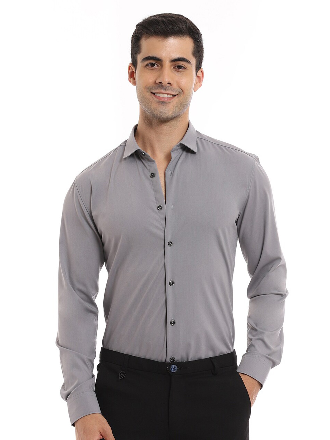 

Banana Club Classic Slim Fit Spread Collar Formal Shirt, Grey