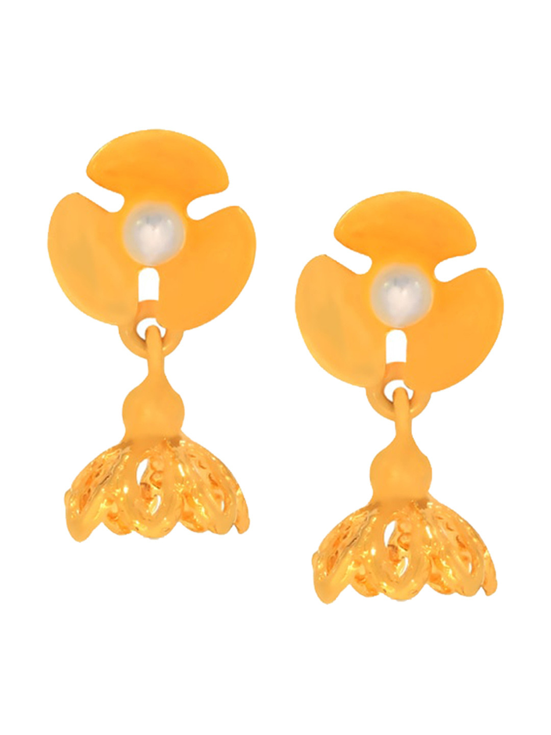 

BHIMA 22K Hallmark 916 Purity Yellow Gold Jhumka Floral Drop