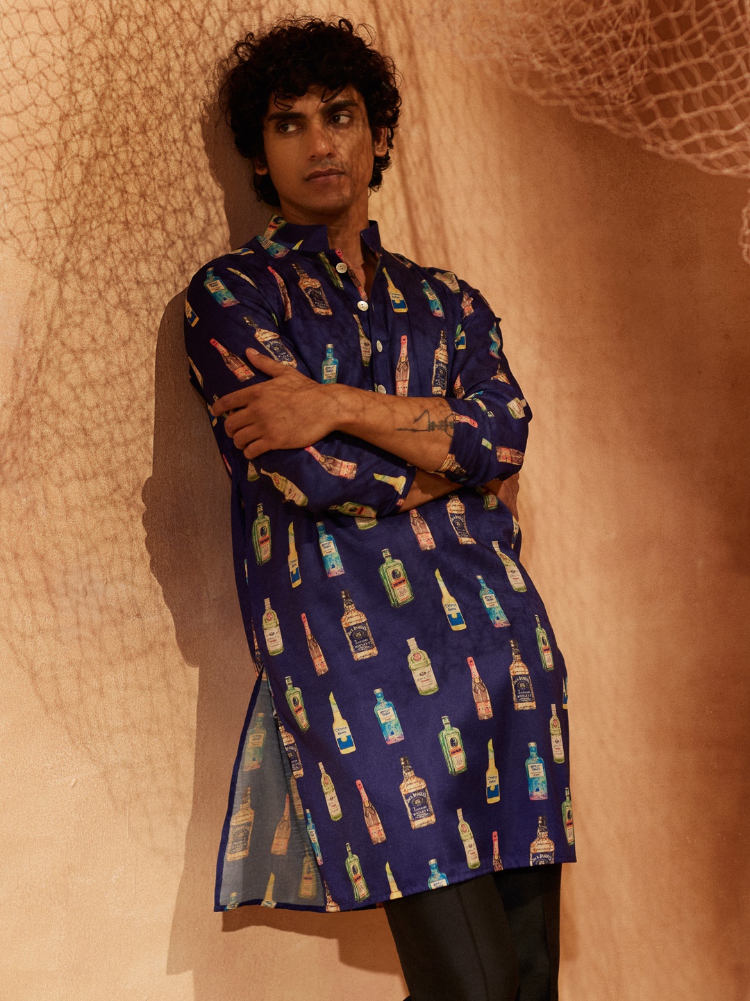 

Eleven Brothers Men Printed Regular Kurta with Pyjamas, Blue
