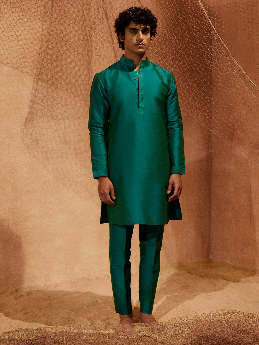 

Eleven Brothers Men Regular Kurta with Pyjamas, Green