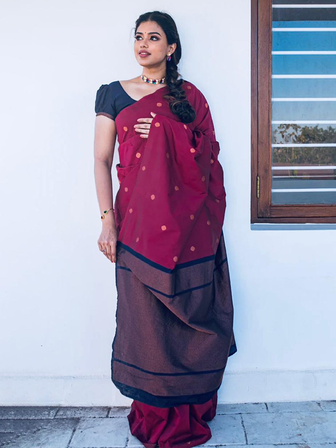 

bansari textiles Ethnic Motif Woven Design Pure Silk Kanjeevaram Zari Saree, Pink