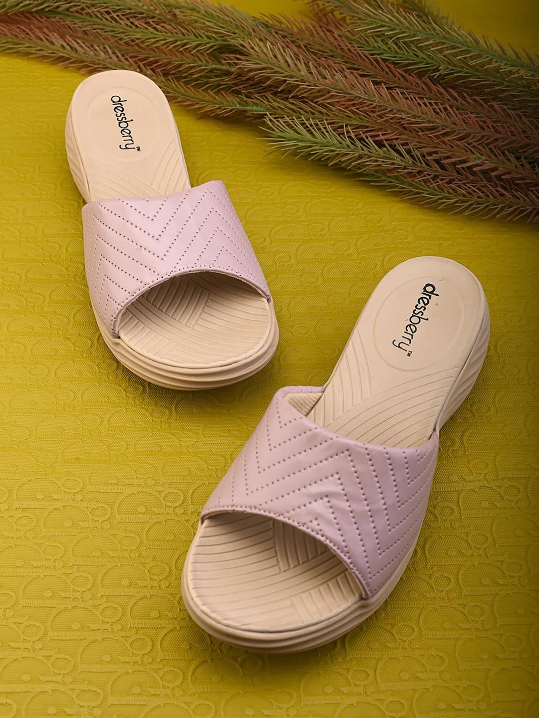 

DressBerry Lavender Textured Open Toe Wedges