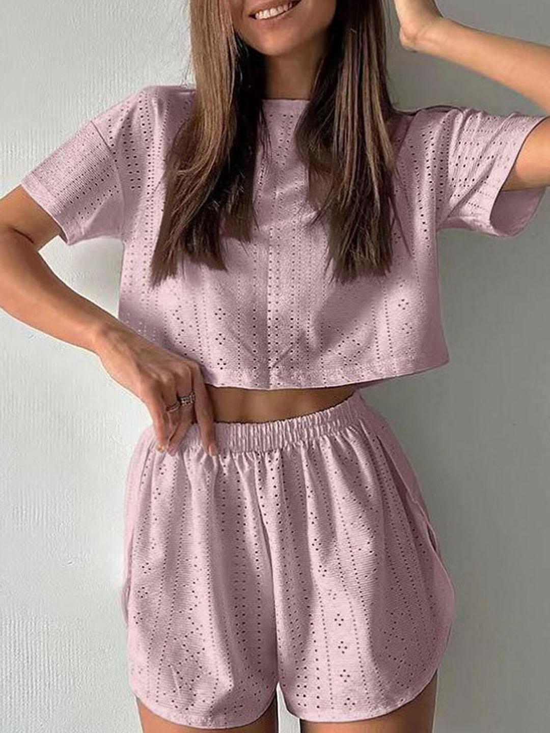 

LULU & SKY Self-Design Top & Shorts, Pink