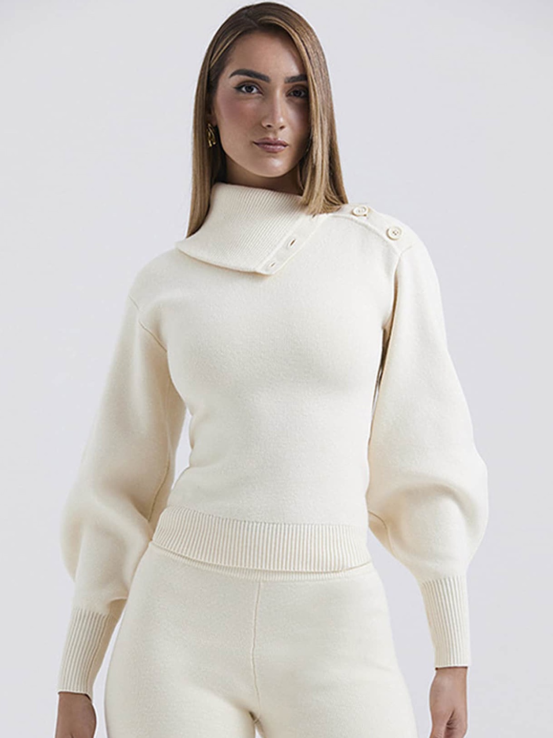 

LULU & SKY Knitted Pullover & Trouser Co-Ord Set, White