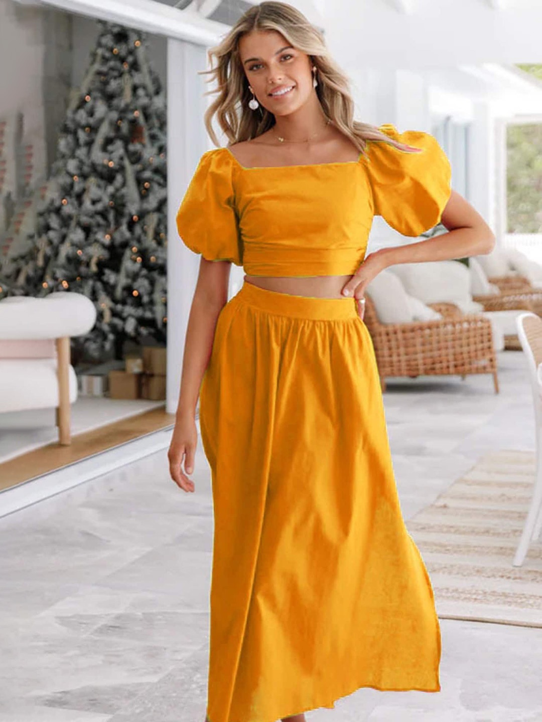 

LULU & SKY Top With Skirt Co-Ords, Yellow
