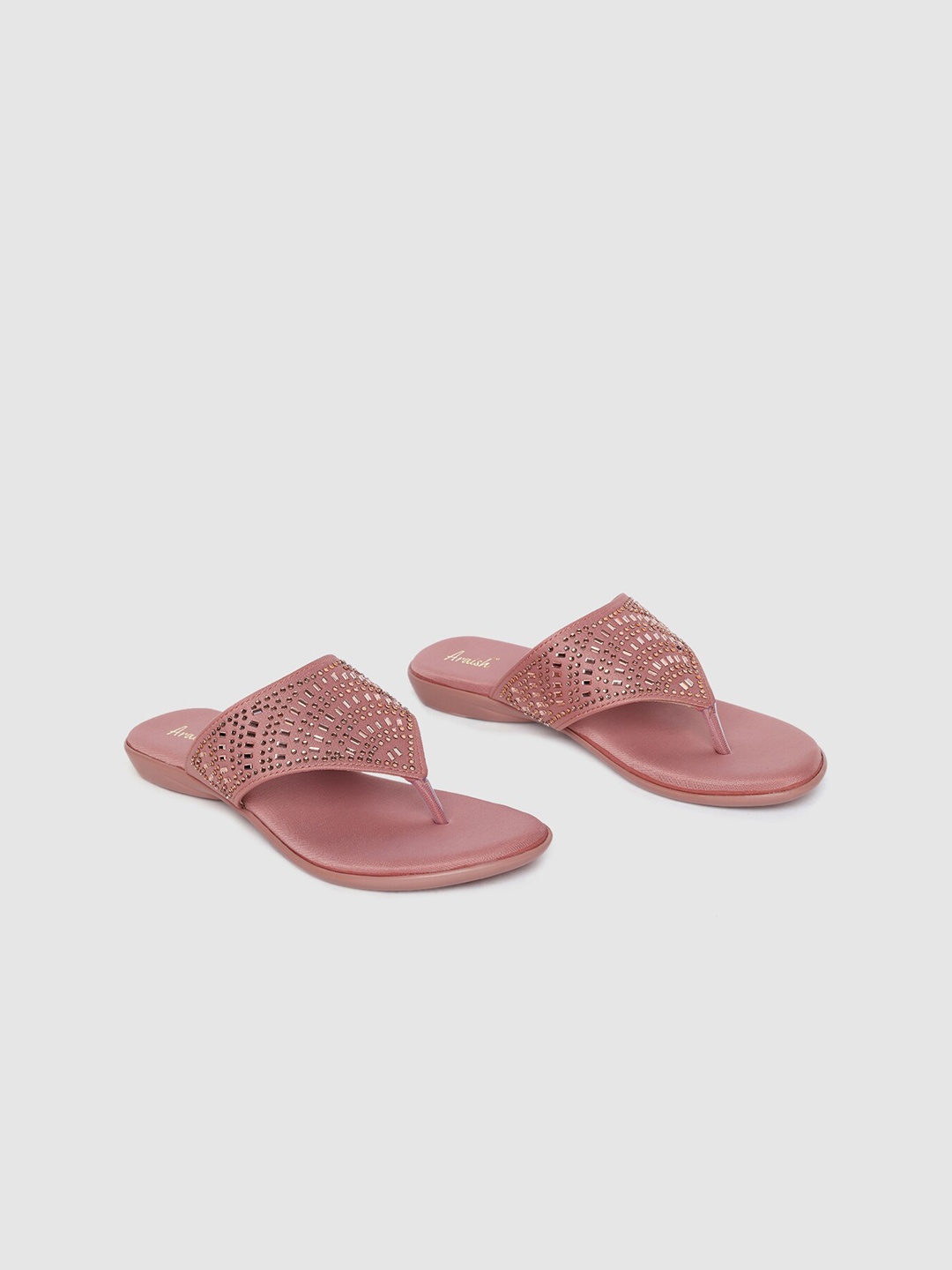 

ARAISH Embellished Open Toe Flats, Peach