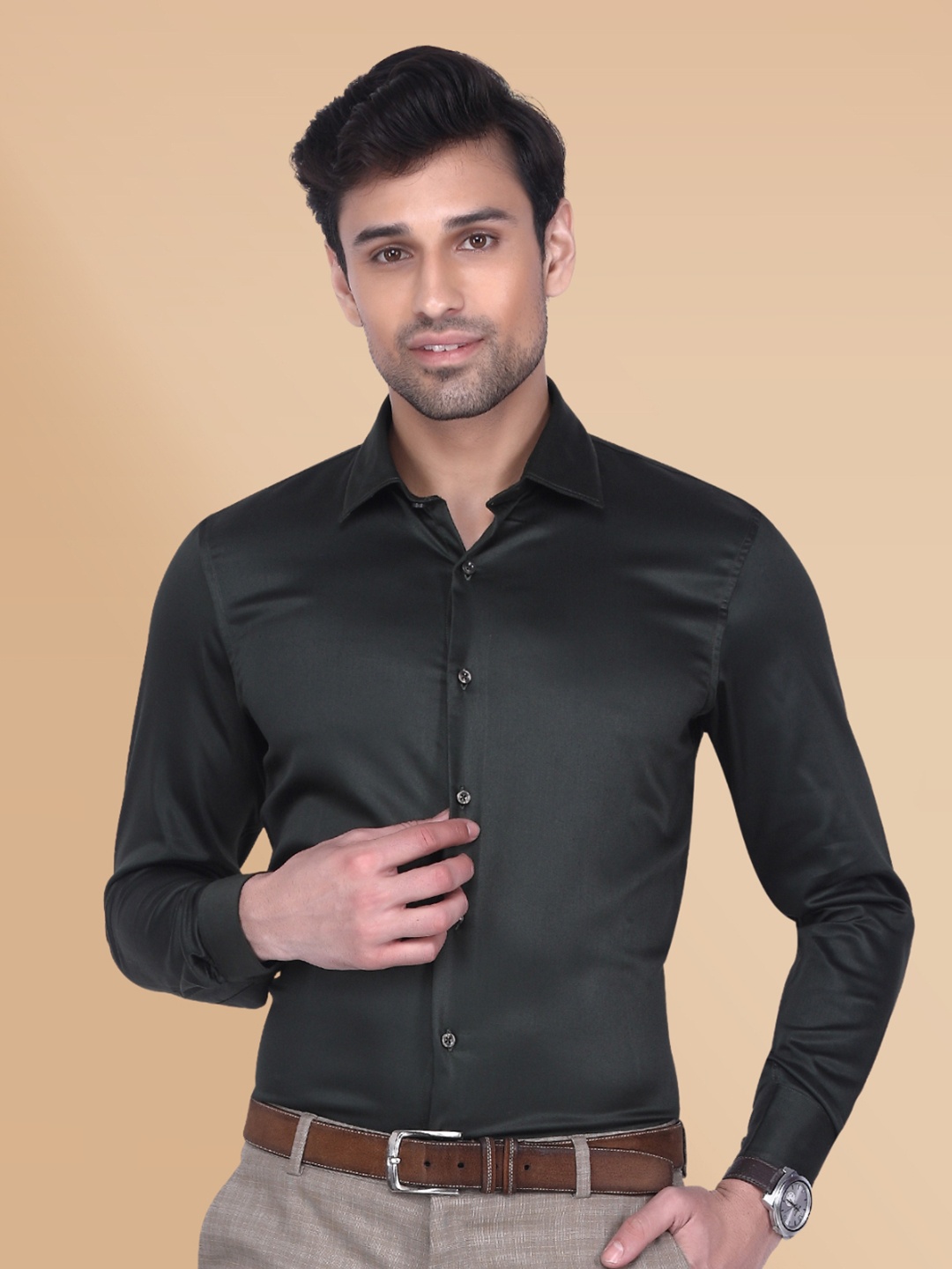 

Berkshire Smart Slim Fit Satin Long Sleeves Formal Shirt, Black