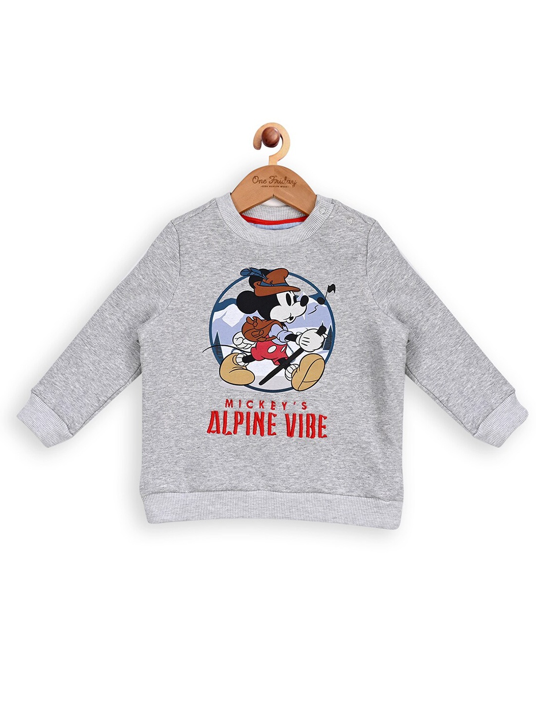 

One Friday Boys Graphic Printed Cotton Pullover Sweatshirt, Grey