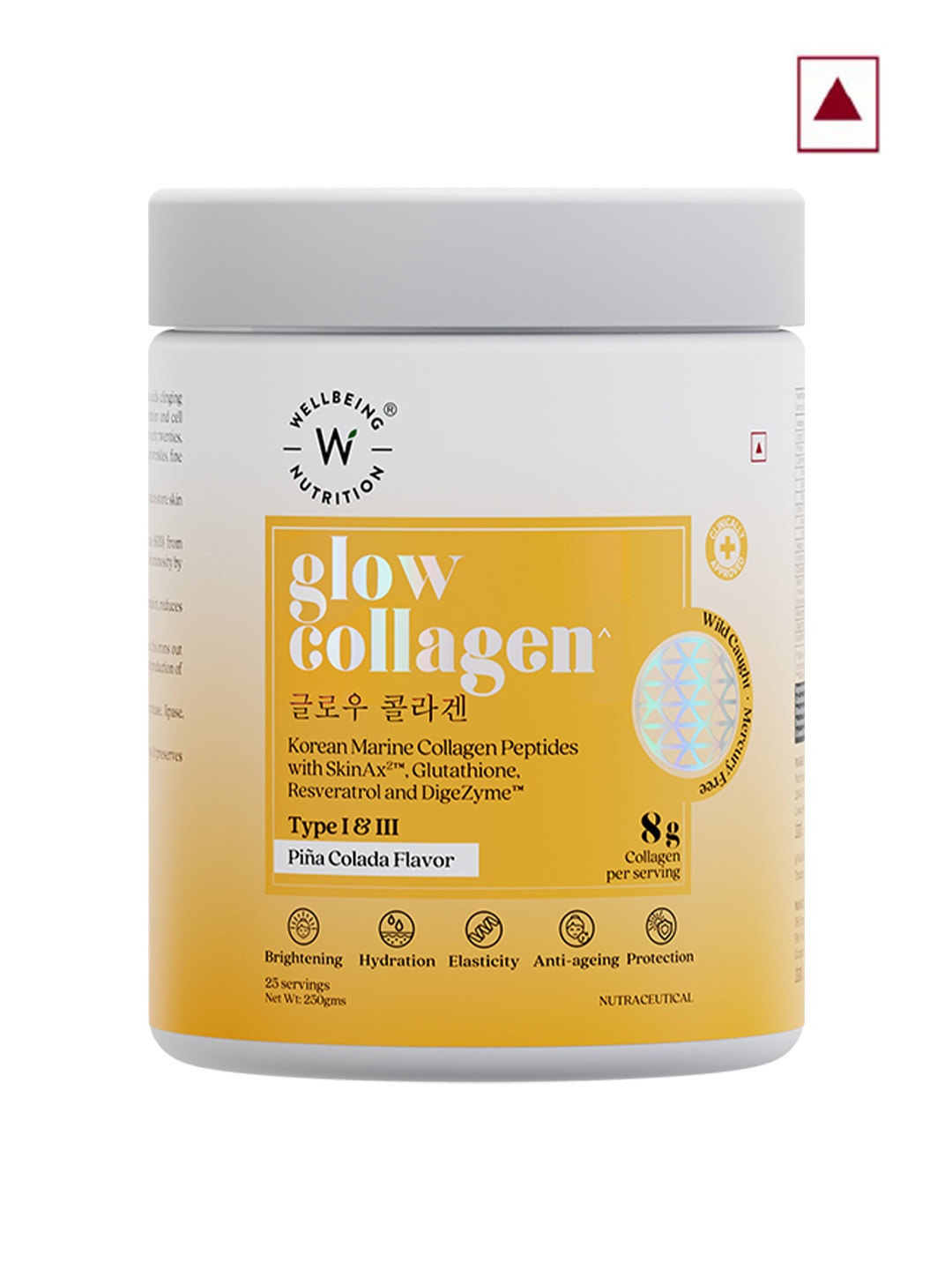 

Wellbeing Nutrition Type I & III Pina Colada Glow Collagen Powder - 250g, Yellow