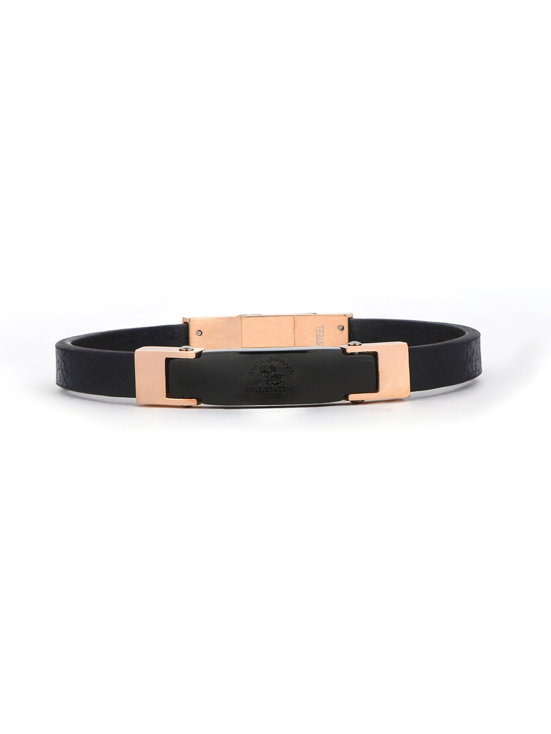 

SANTA BARBARA POLO & RACQUET CLUB Men Leather Wraparound Bracelet, Black