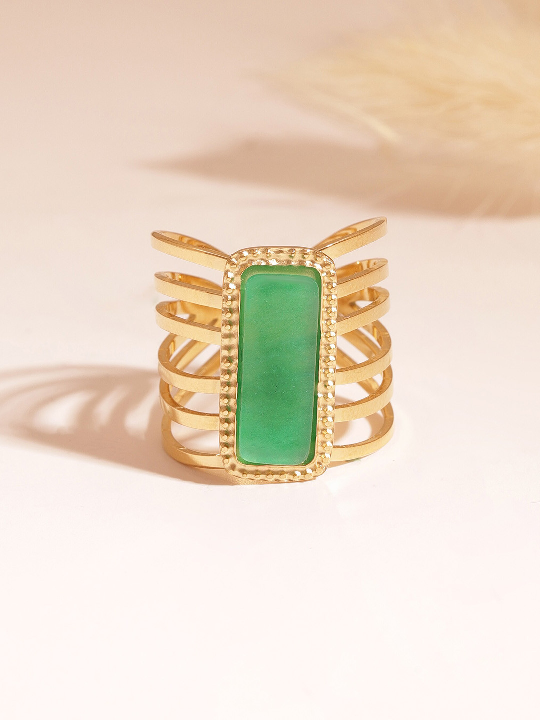 

Rubans Voguish 18KT Gold Plated Waterproof Tarnish-Free Adjustable finger ring