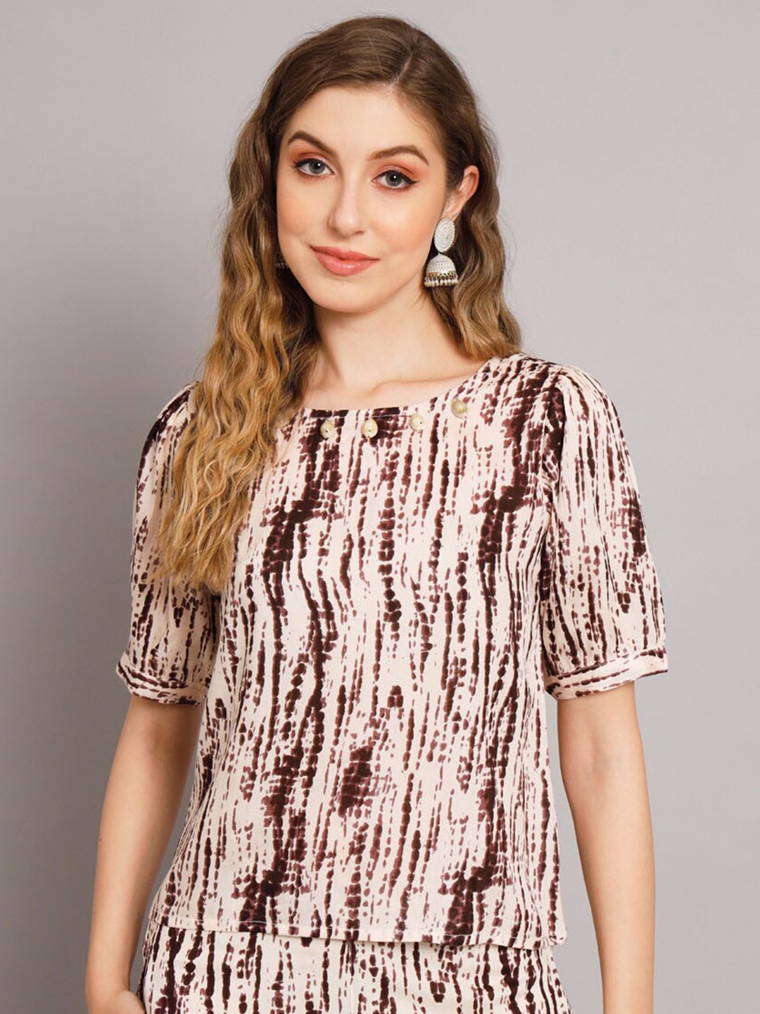 

KALINI Tie And Dye Printed Top, Beige