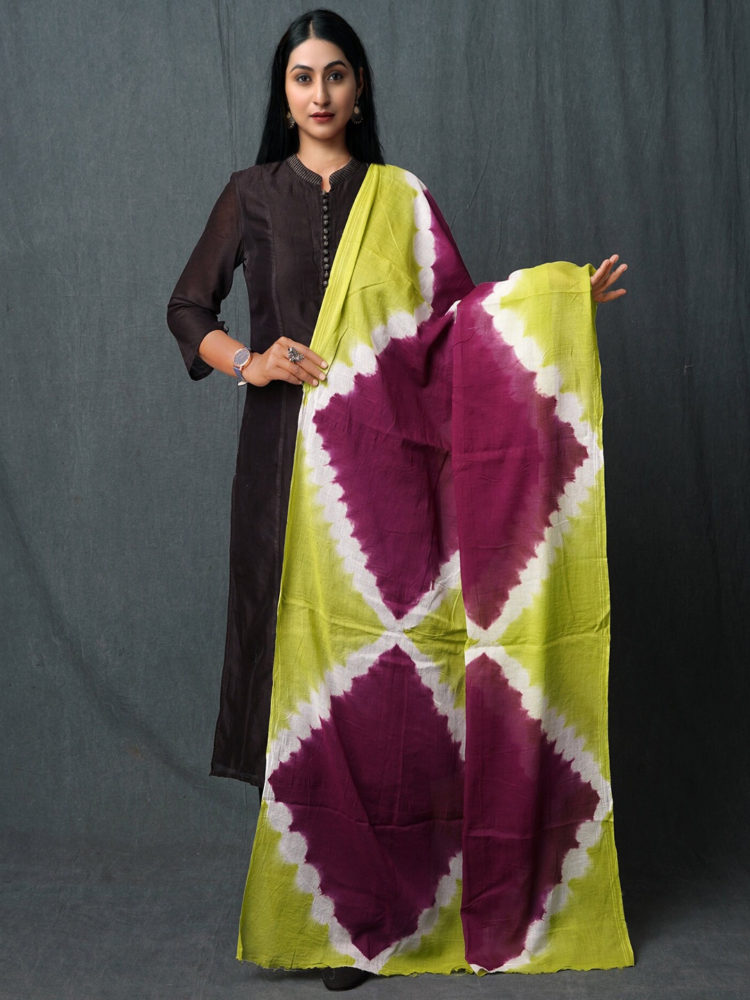 

Unnati Silks Tie & Dye Pure Cotton Bandhani Dupatta, Green