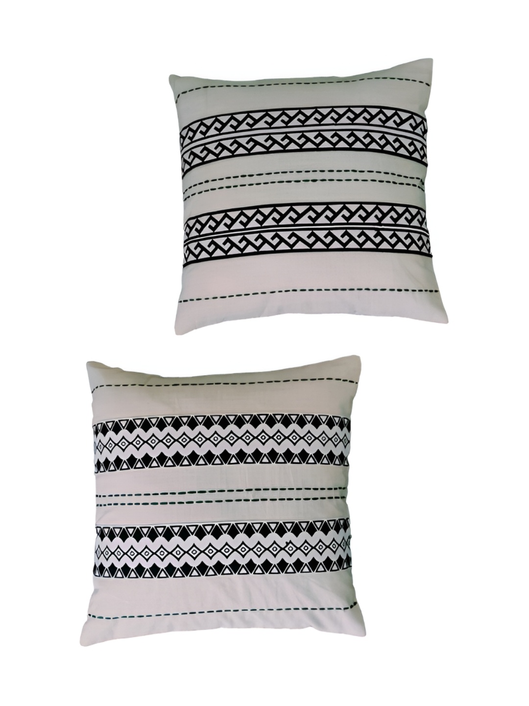 

GAB White & Black 2 Pieces Geometric Square Cushion Covers