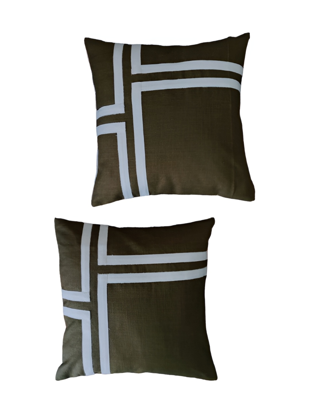 

GAB Green & White 2 Pieces Geometric Square Cushion Covers