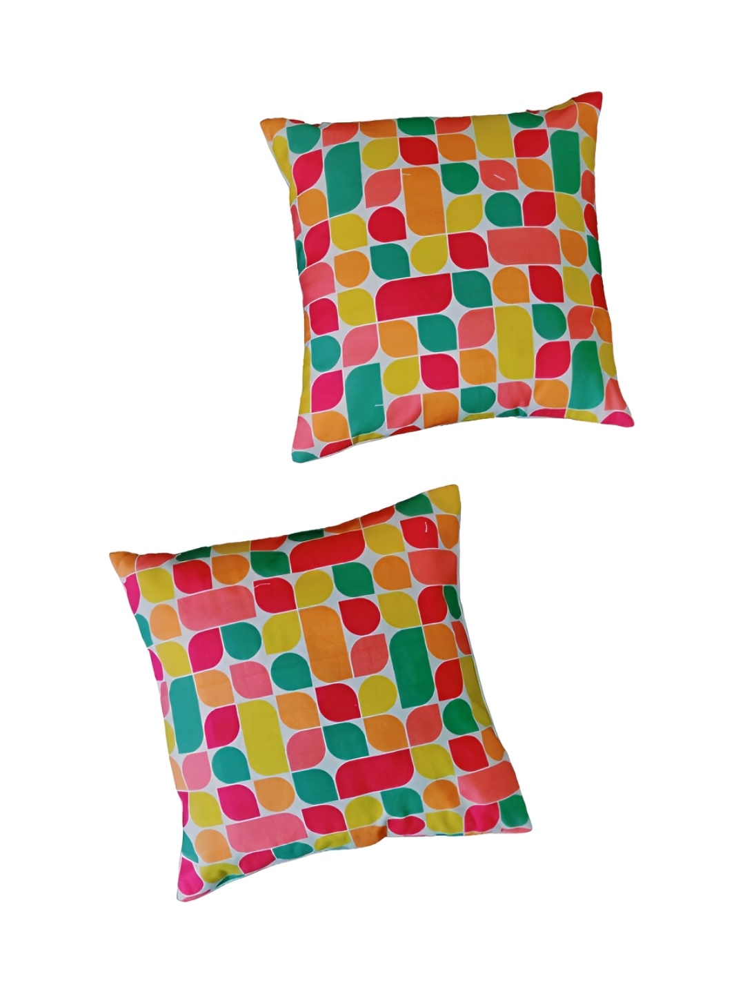 

GAB Yellow & Red 2 Pieces Geometric Square Cushion Covers