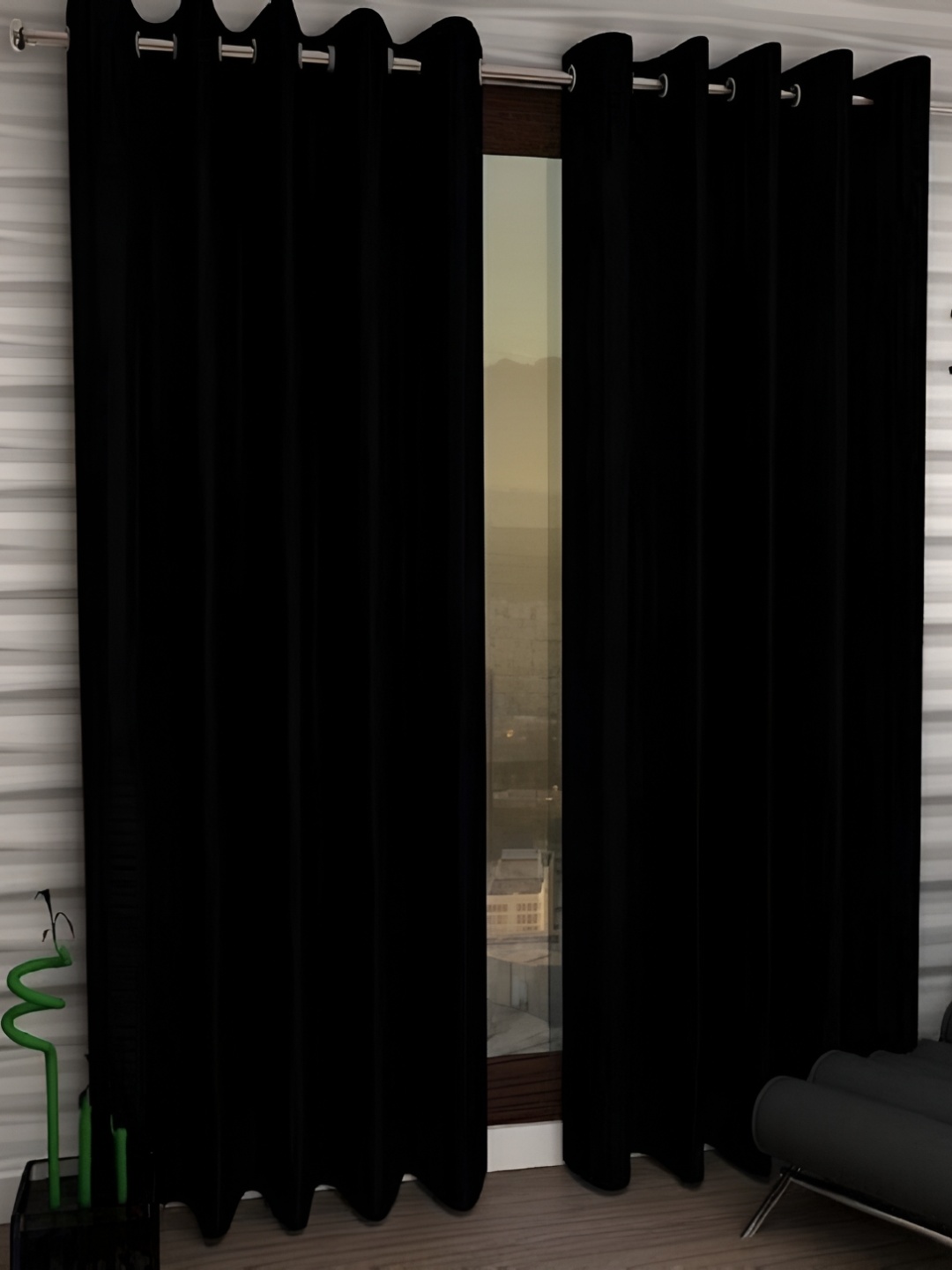 

Panipat Textile Hub Black 2 Pieces Door Curtains