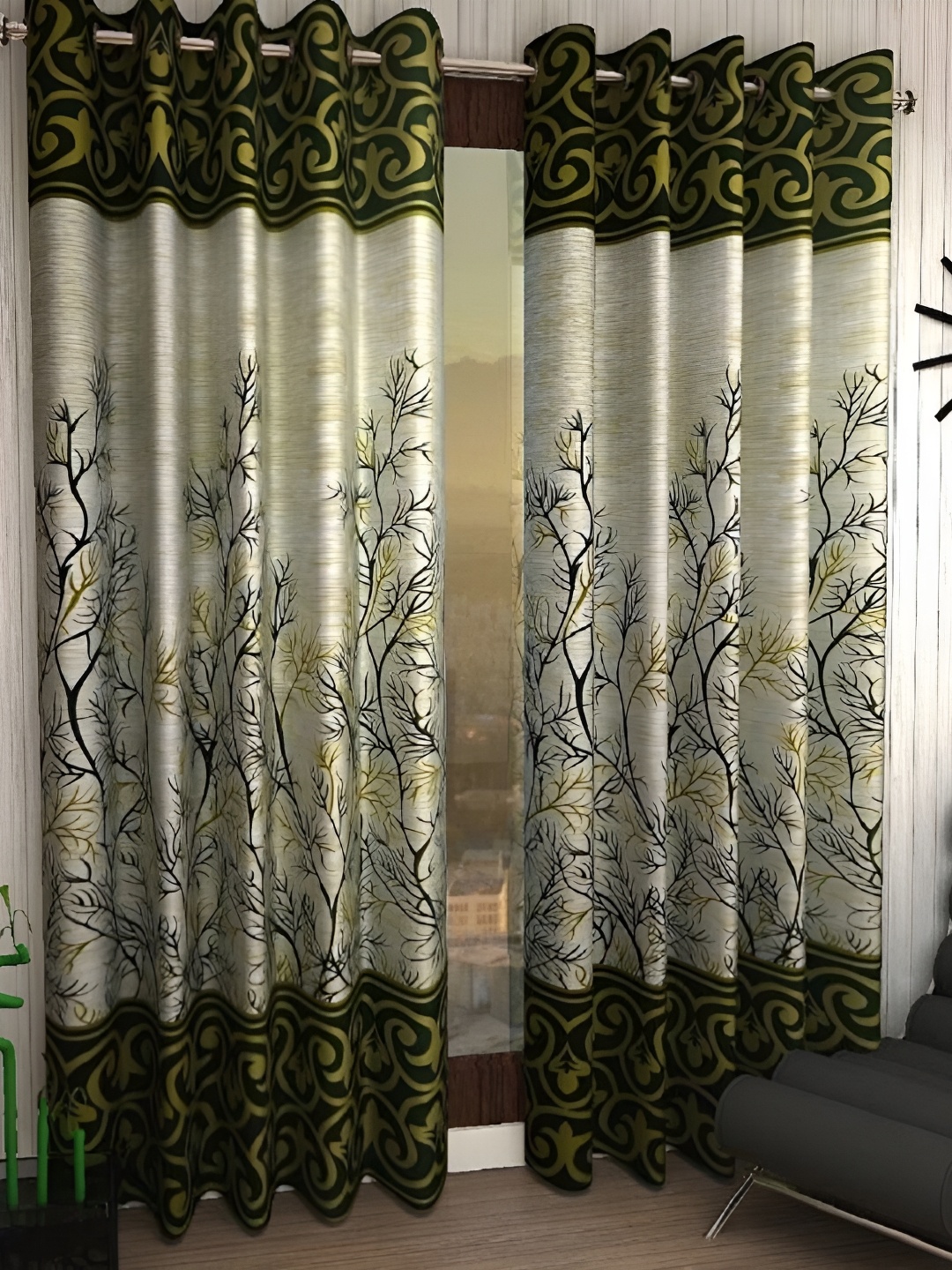 

Panipat Textile Hub Green & White 2 Pieces Floral Printed Door Curtains