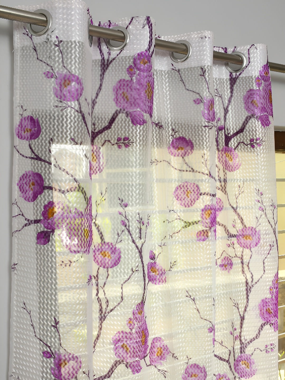

Panipat Textile Hub Purple & White 2 Pcs Floral Window Curtains