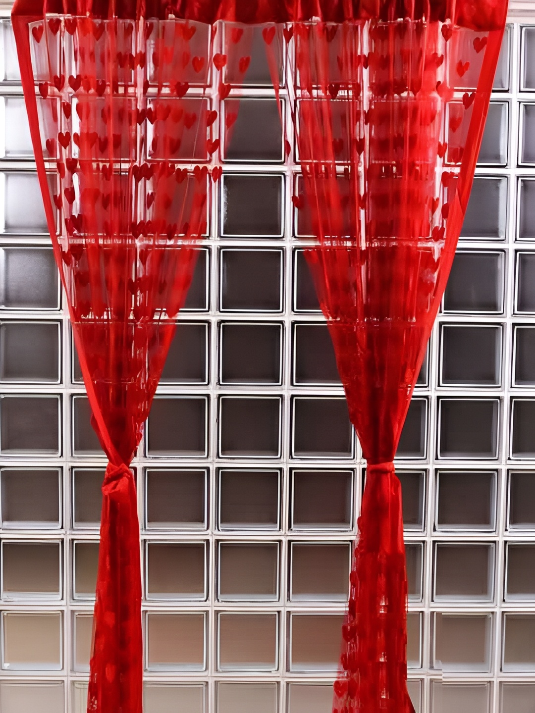 

Panipat Textile Hub Red 2 Pieces Floral Sheer Door Curtain