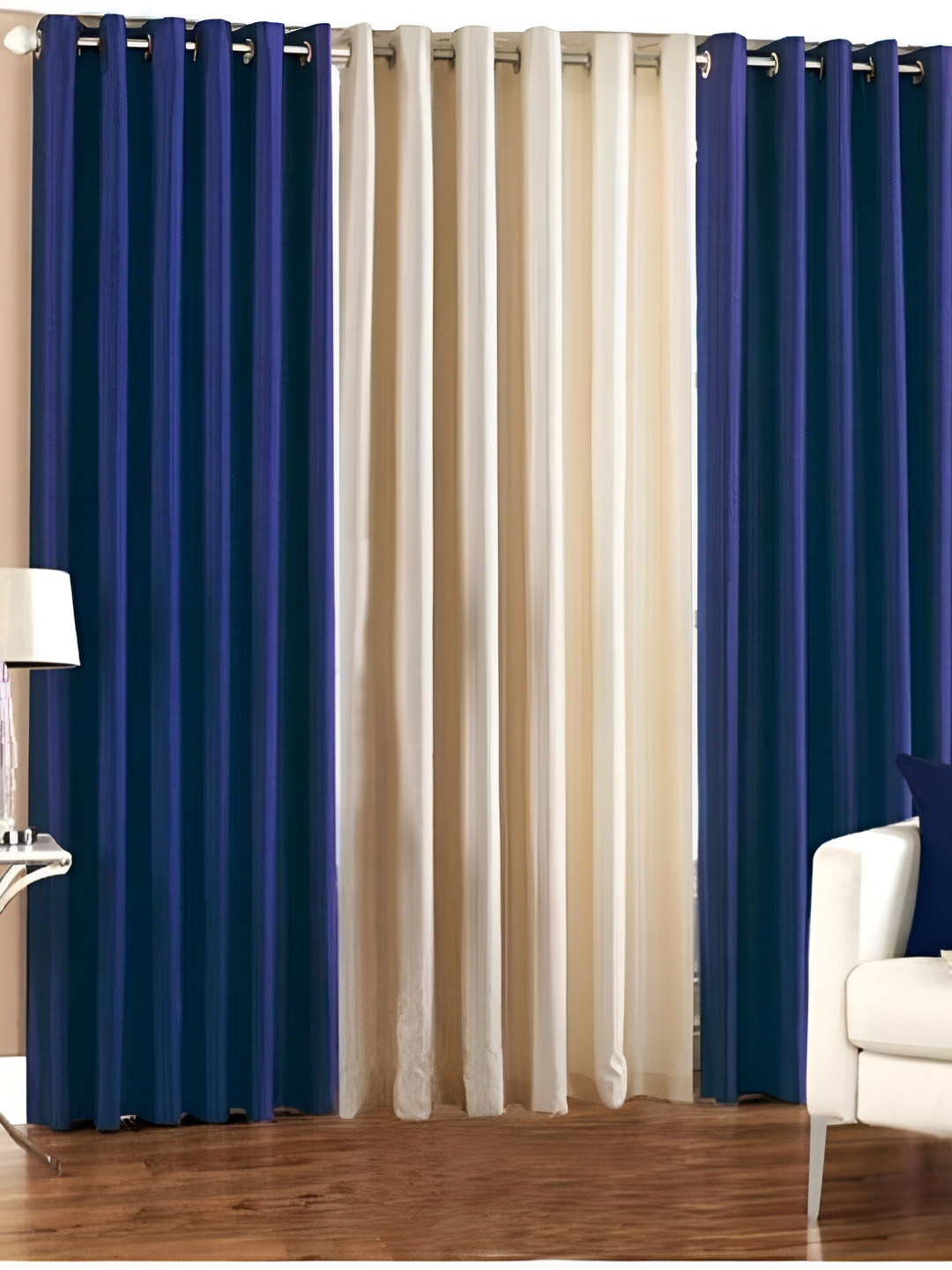 

Panipat Textile Hub Blue & Beige 3 Pieces Long Door Curtain