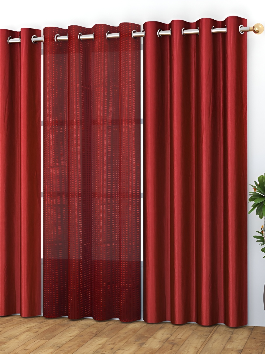 

Panipat Textile Hub Maroon 3 Pieces Long Door Curtain