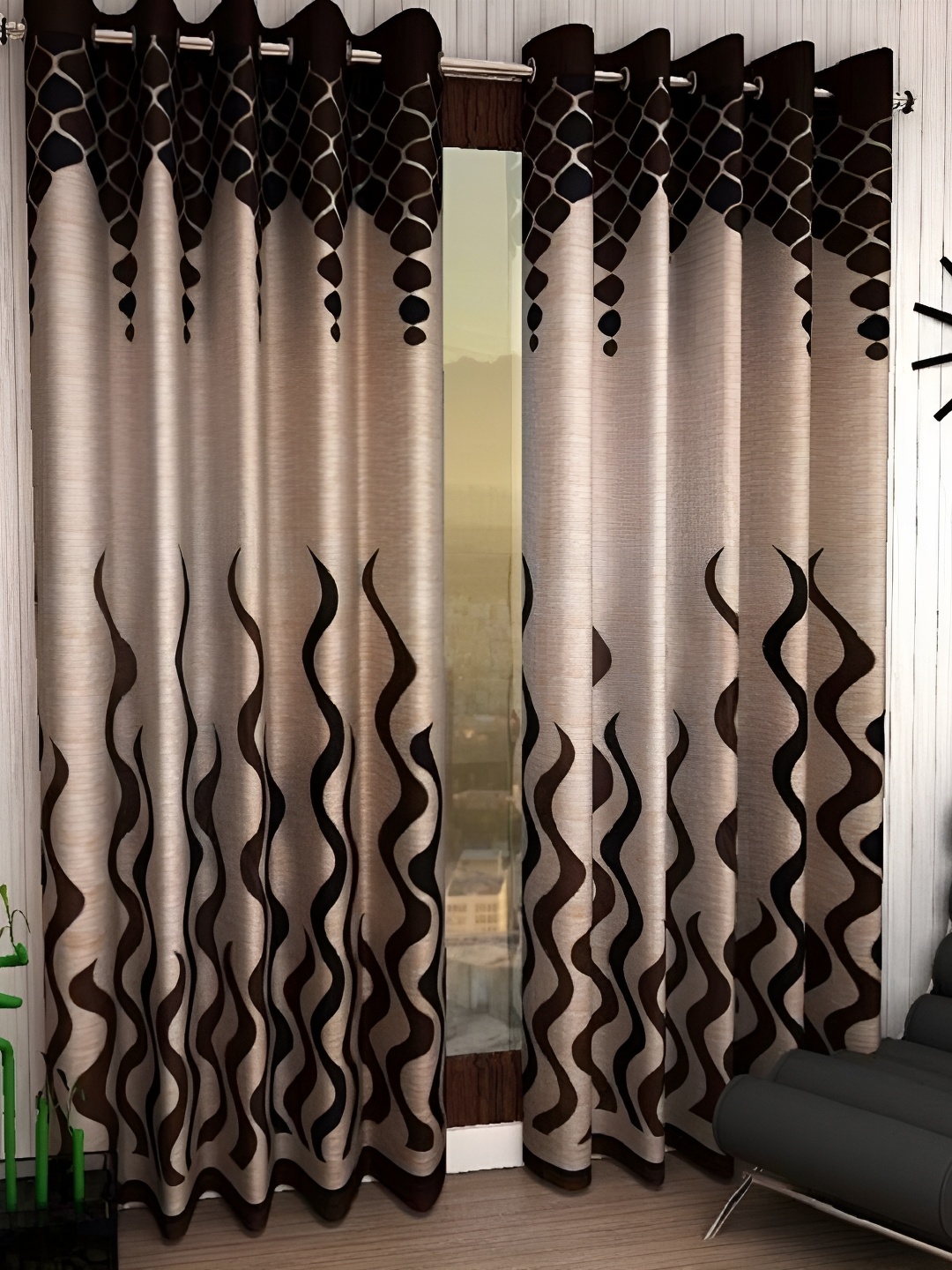 

Panipat Textile Hub Brown & Beige 2 Pieces Printed Door Curtains