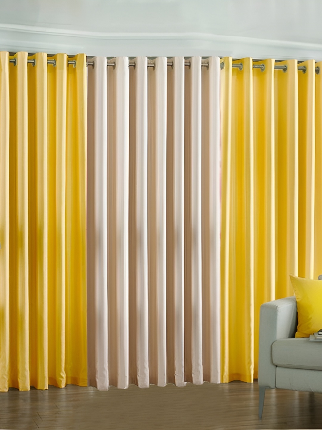 

Panipat Textile Hub Pink 3 Pieces Window Curtain, Yellow