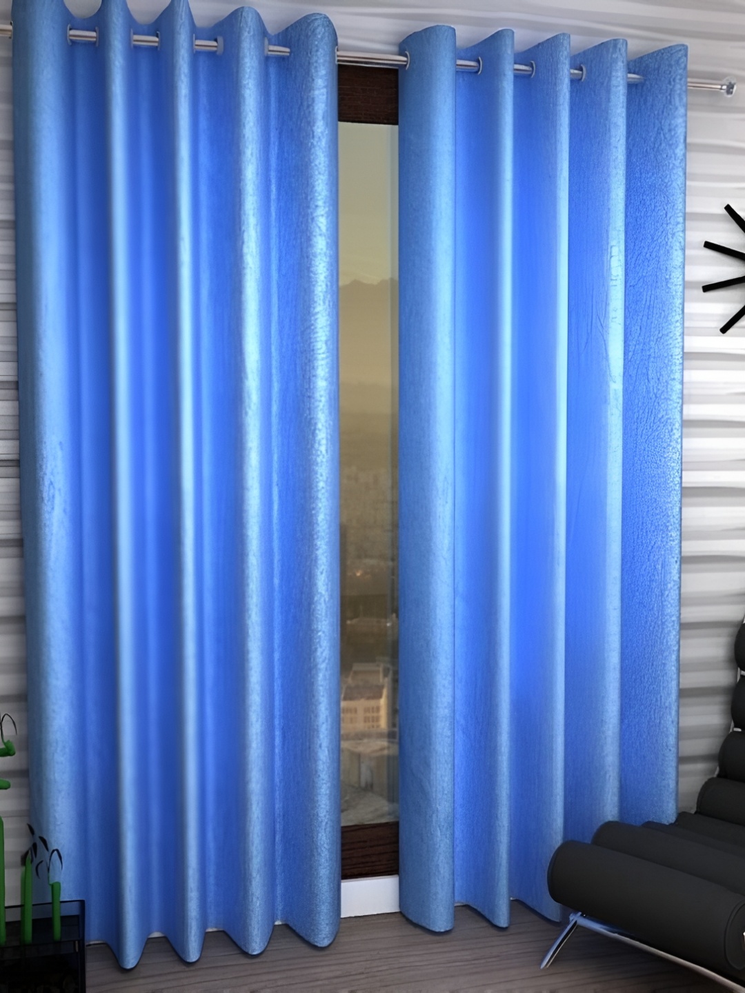 

Panipat Textile Hub Blue 2 Pieces Window Curtains