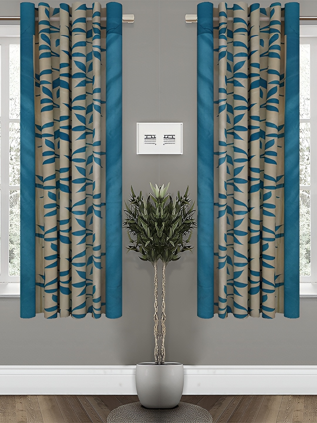 

Panipat Textile Hub Blue 4 Pieces Printed Window Curtains