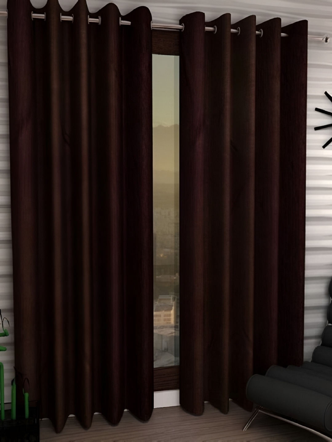 

Panipat Textile Hub Brown 2 Pcs Long Door Curtain