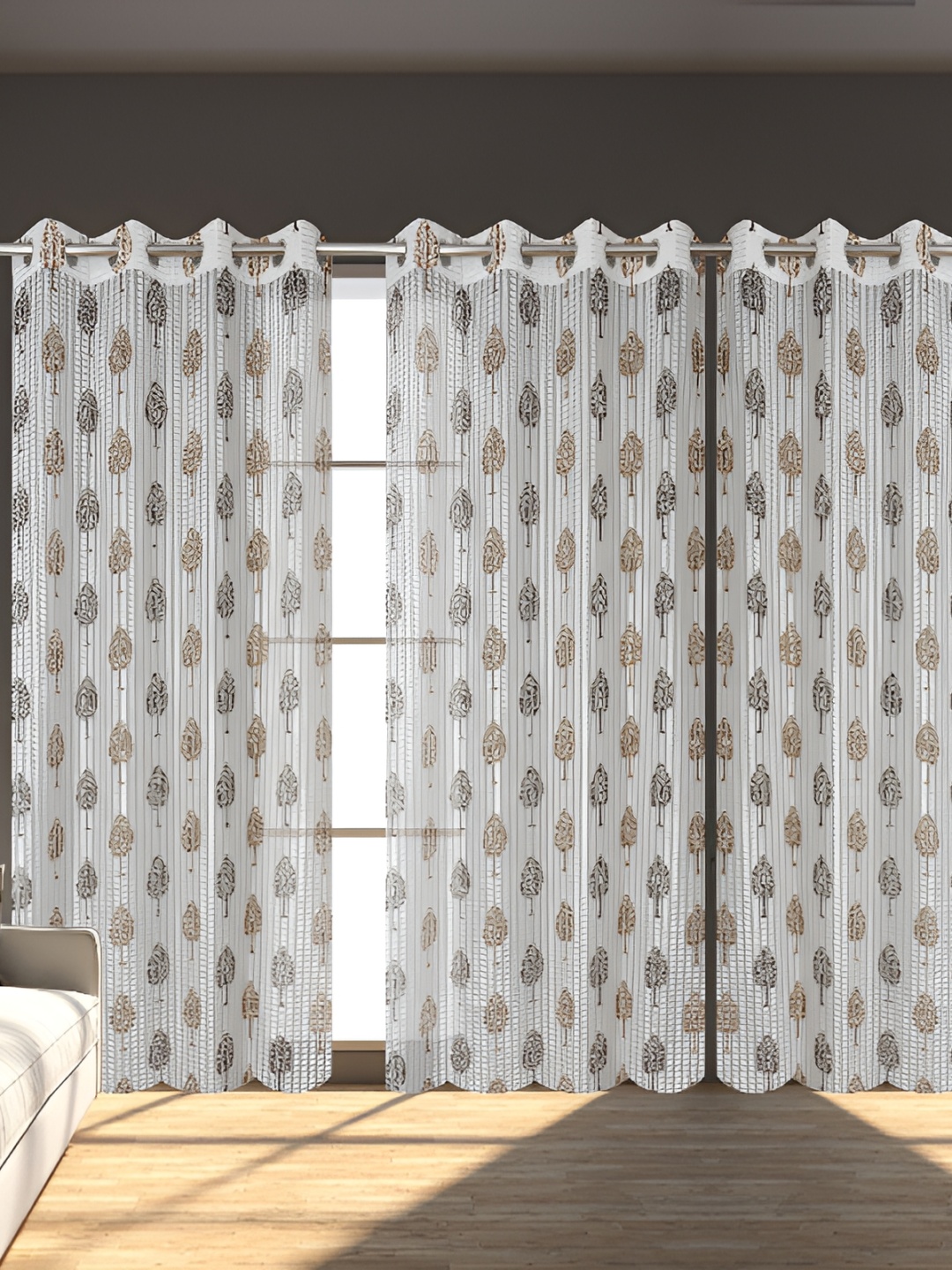 

Panipat Textile Hub Grey & Beige 4 Pieces Floral Door Curtain