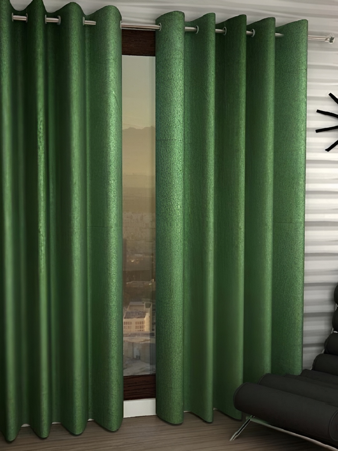 

Panipat Textile Hub Green 2 Pieces Window Curtains