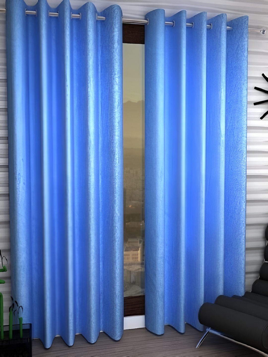 

Panipat Textile Hub Blue 2 Pieces Long Door Curtains