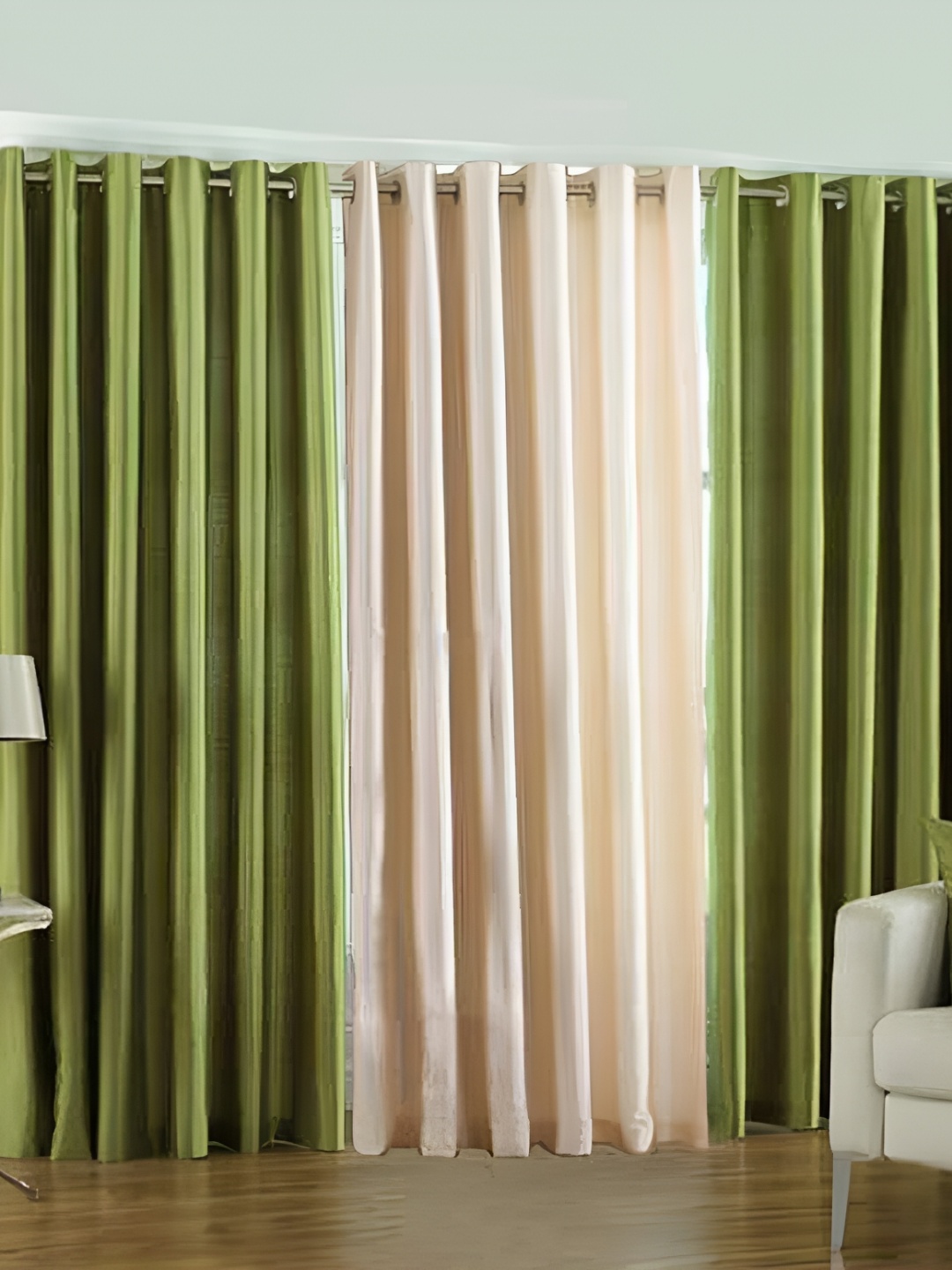 

Panipat Textile Hub Green & Cream 3 Pieces Long Door Curtain