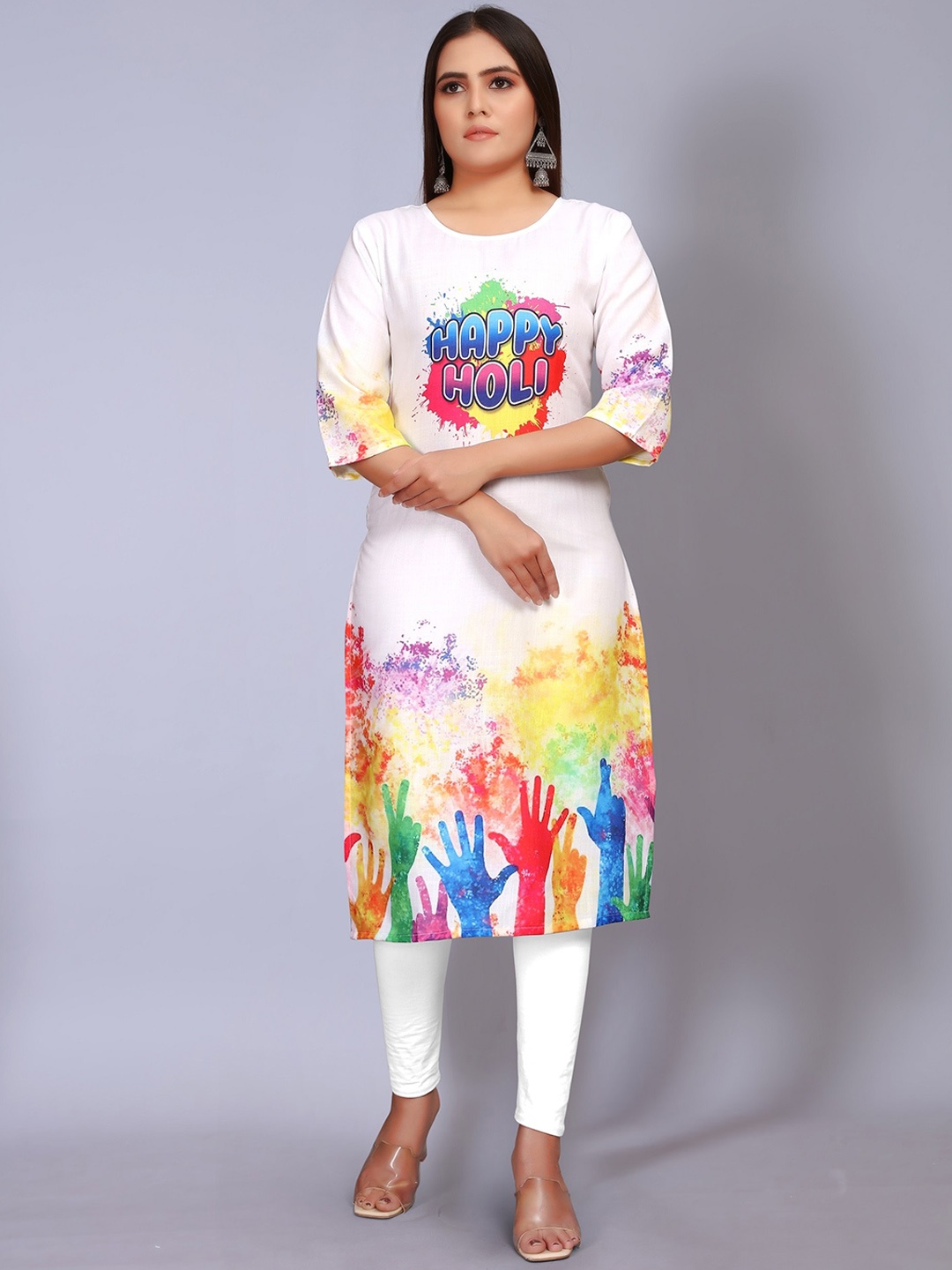 

HETSA Abstract Printed Straight Kurta, White