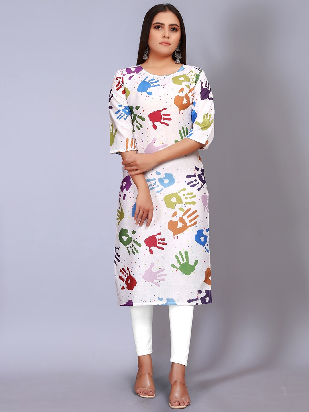 

HETSA Abstract Printed Straight Kurta, White