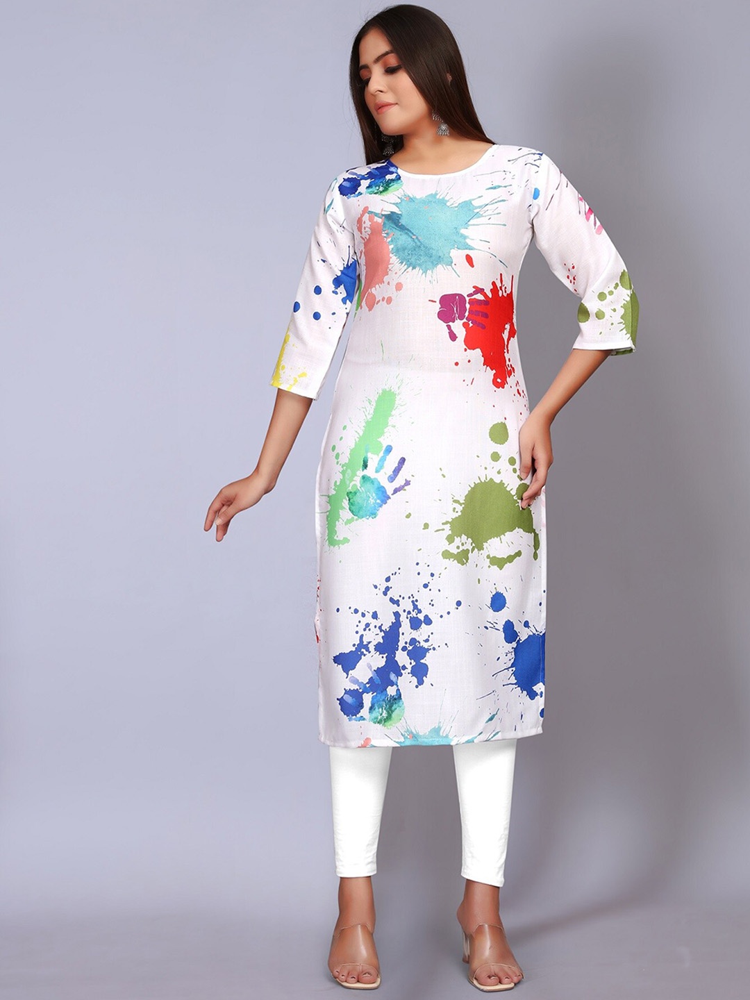 

HETSA Abstract Printed Straight Kurta, White