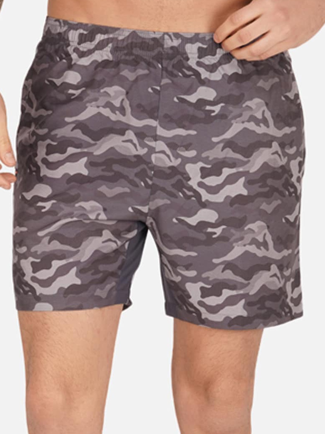 

NEVER LOSE Men Camouflage Printed Shorts, Grey