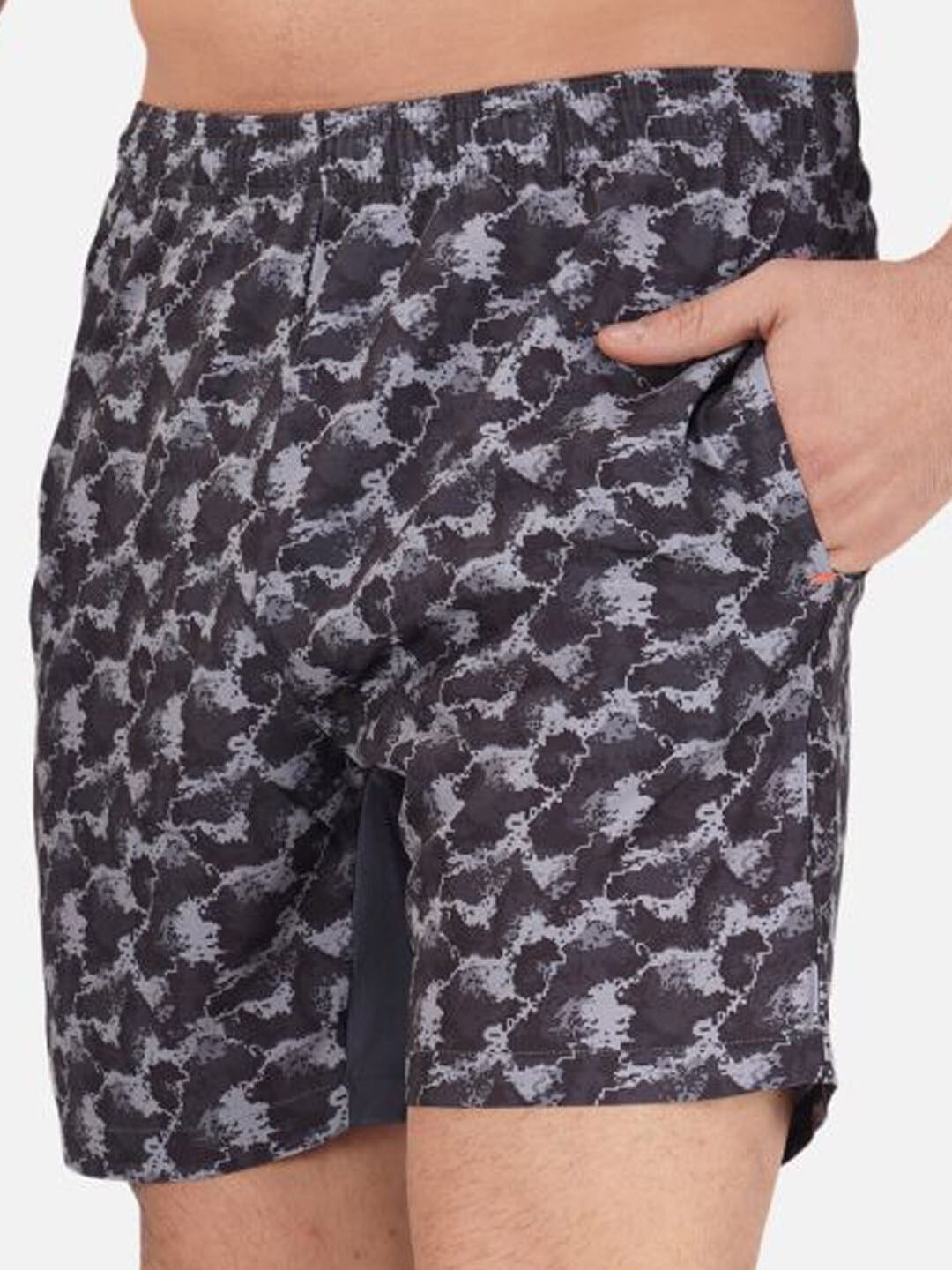 

NEVER LOSE Men Abstract Printed Shorts, Grey