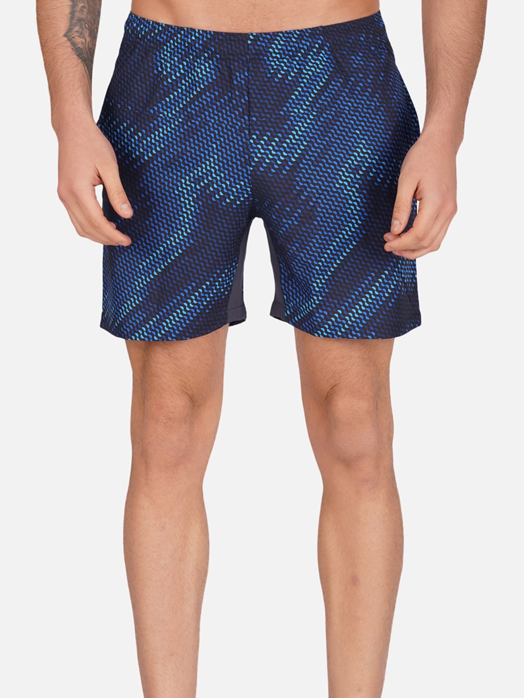 

NEVER LOSE Men Abstract Printed Shorts, Blue