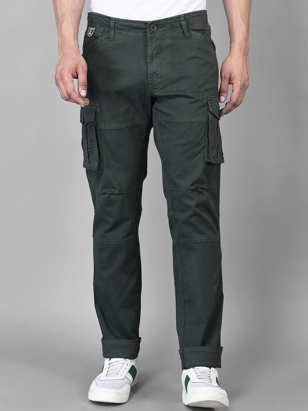 

American Archer Men Smart Slim Fit Wrinkle Free Cargo Trousers, Olive
