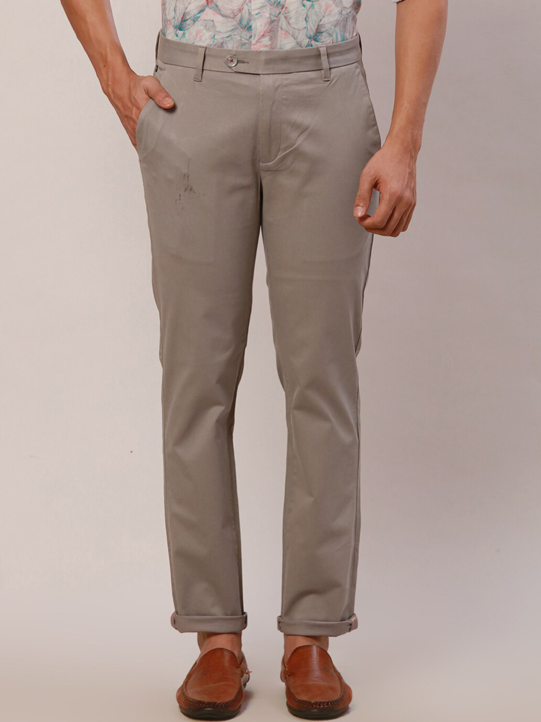 

Raymond Men Slim Fit Mid-Rise Woven Cotton Formal Trouser, Grey